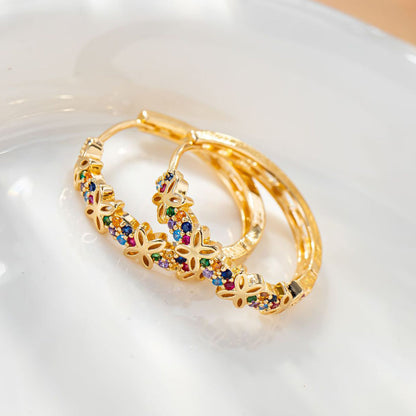 Floral Crystal Hoop Earrings