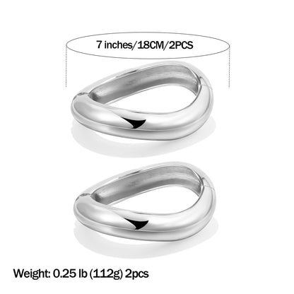 2pc Bold Sculpted Cuff Bracelet Set