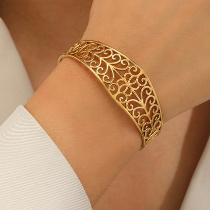 Gold Filigree Floral Cuff Bracelet