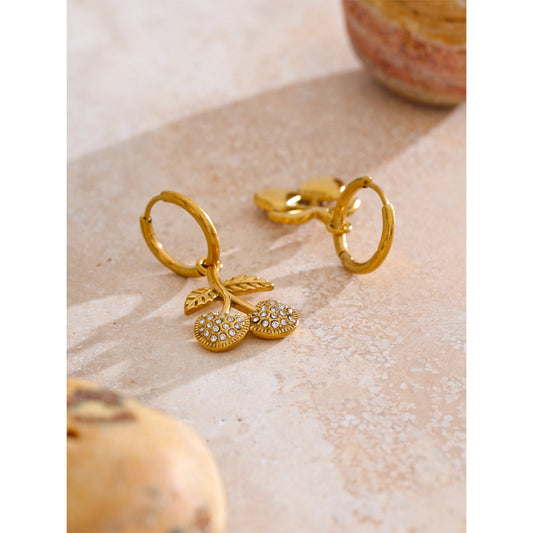 Crystal Cherry Hoop Earrings