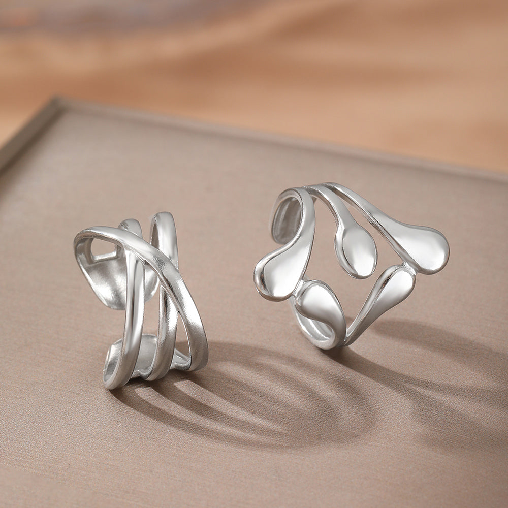 2pc Abstract Gold Statement Ring Set