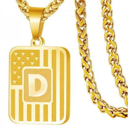 Initial Block Pendant Necklace