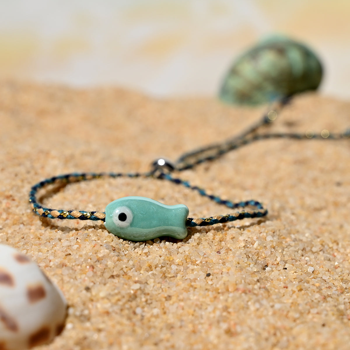 Boho Ceramic Fish String Bracelet
