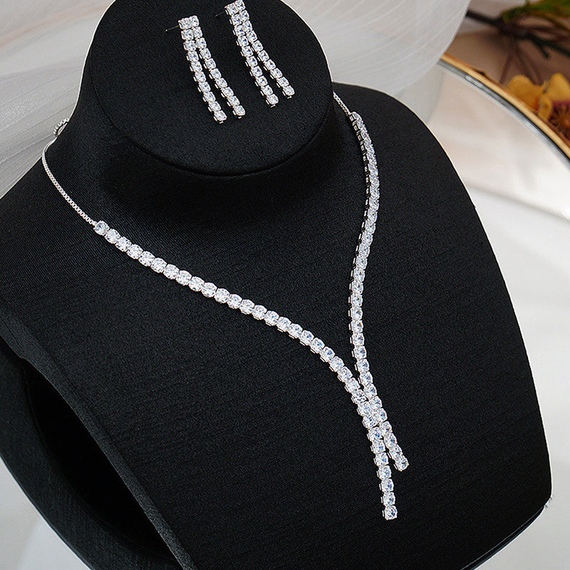 Zircon Necklace & Earrings Set