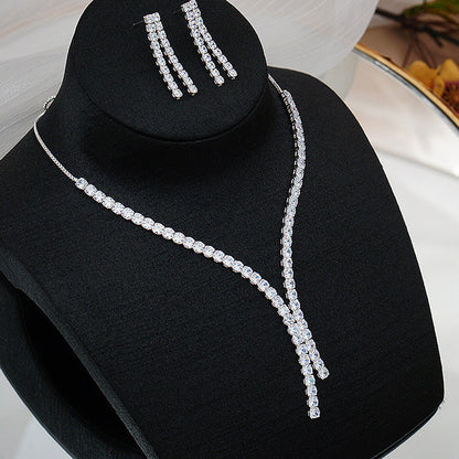 Zircon Necklace & Earrings Set