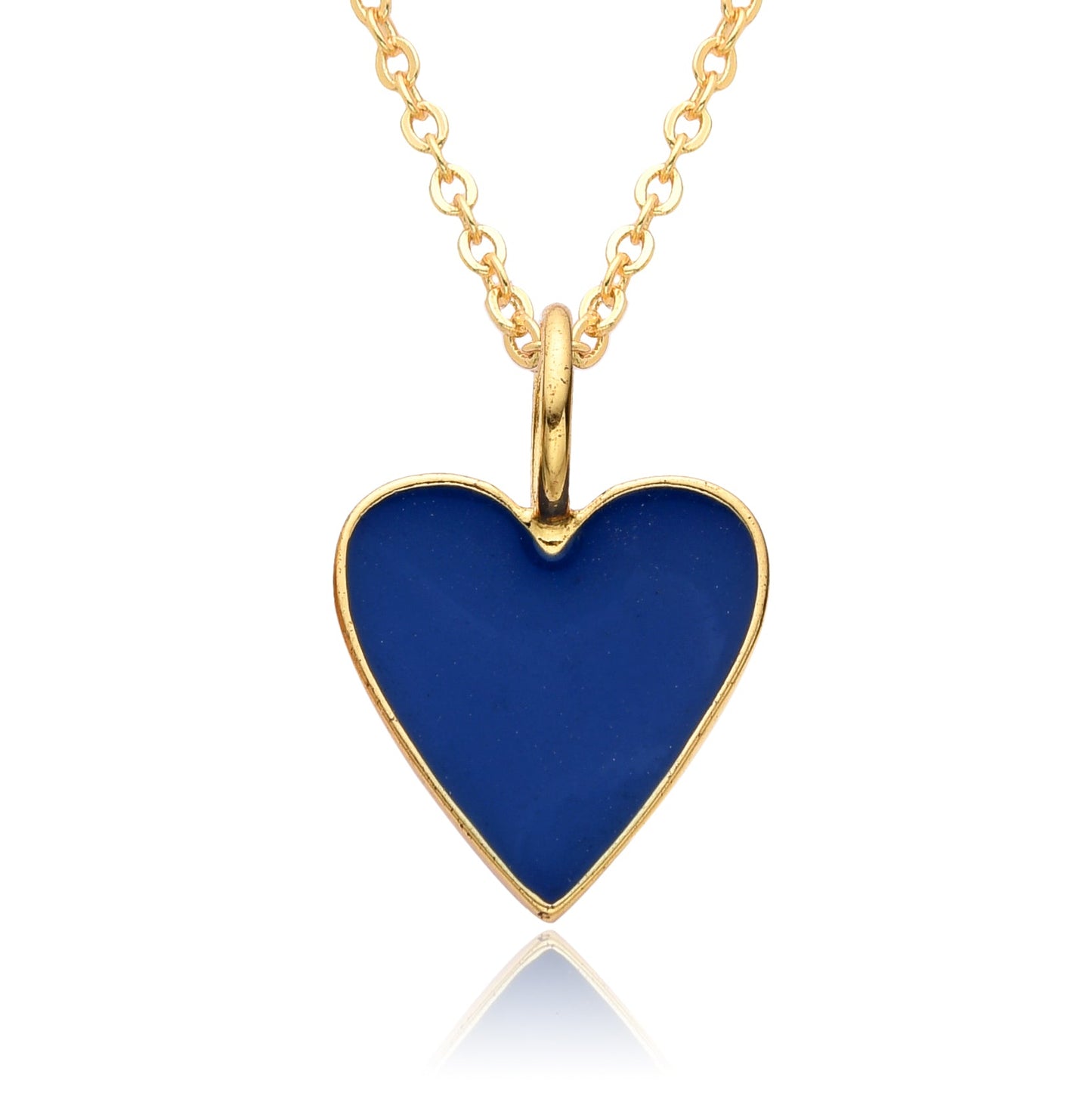 Gold Enamel Heart Pendant Necklace