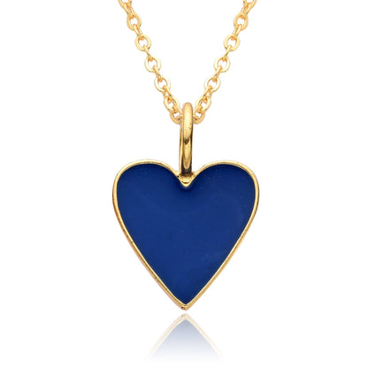 Gold Enamel Heart Pendant Necklace