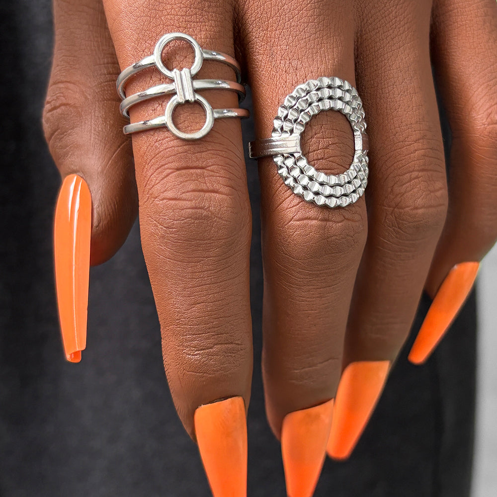 2pc Bold Geometric Ring Set