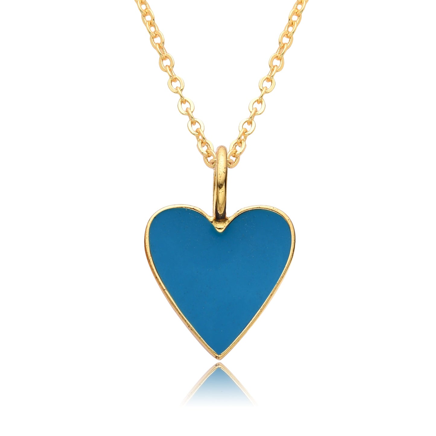Gold Enamel Heart Pendant Necklace
