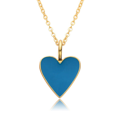 Gold Enamel Heart Pendant Necklace