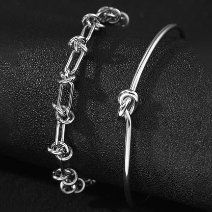 2pc Knot Detail Chain & Cuff Set