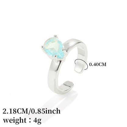 Teardrop Aqua Adjustable Silver Ring