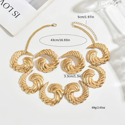 14k Gold Spiral Necklace & Earrings Set