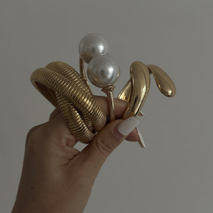 Pearl Wide Cuff Bracelet