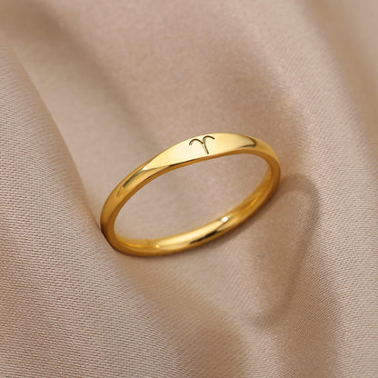 Zodiac Constellation Stainless Steel Ring