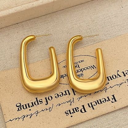 Gold U-Shaped Hoop Earrings