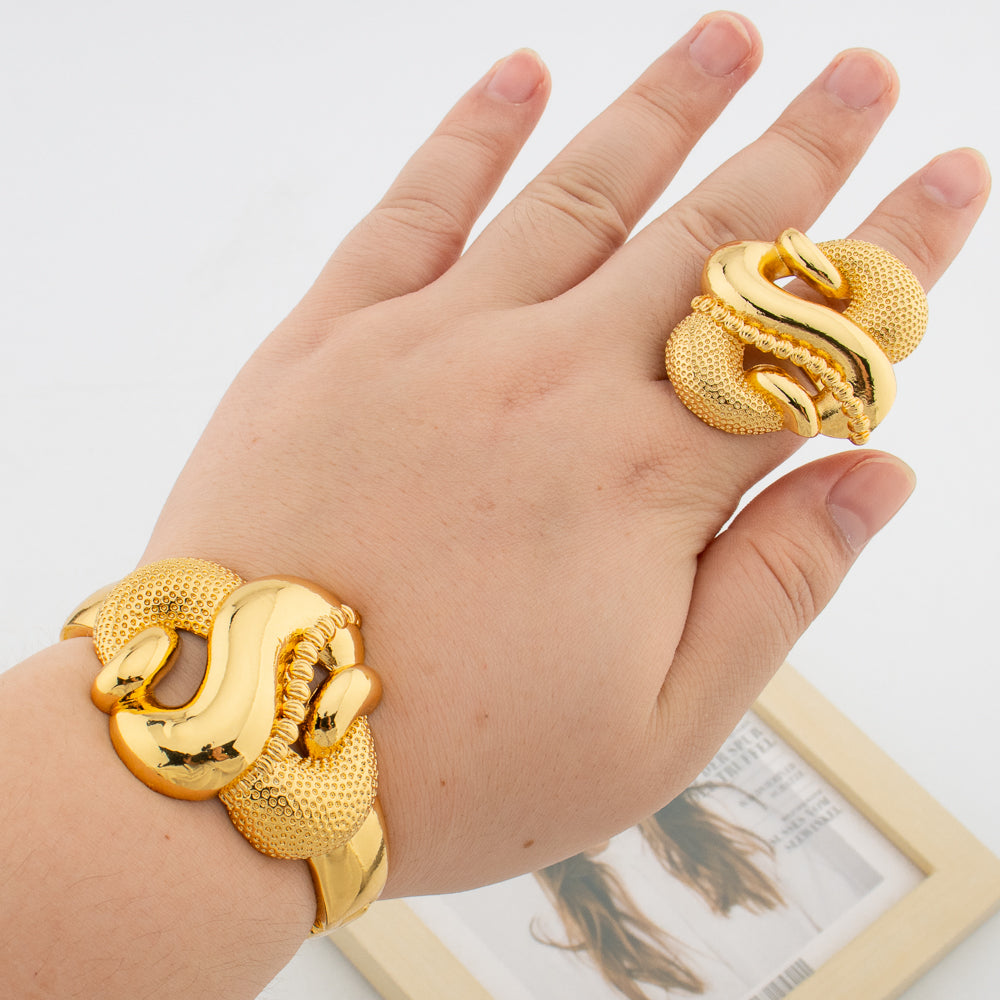 Gold Bangle & Ring Party Set