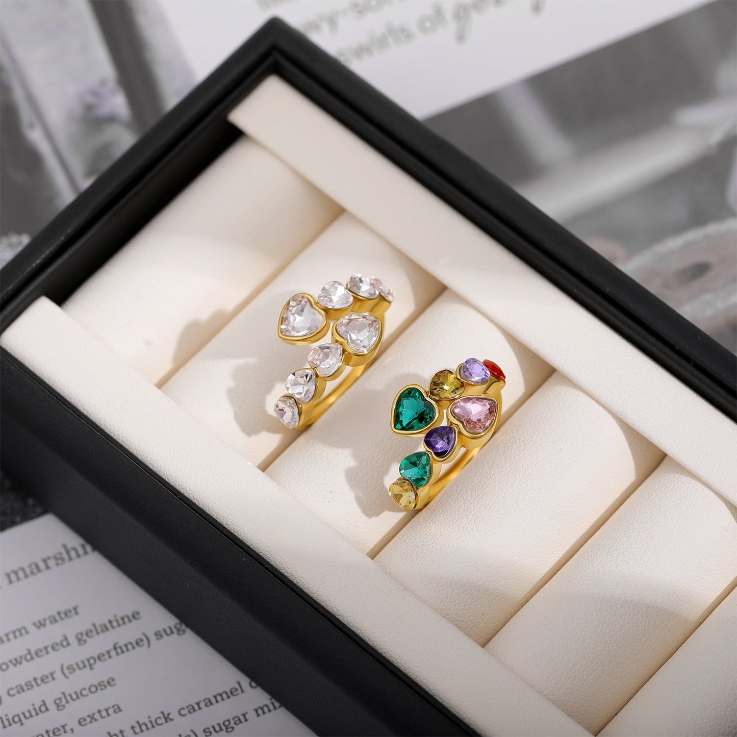 Gold Colorful Zircon Open Ring