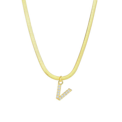 Gold Snake Chain Initial Necklace
