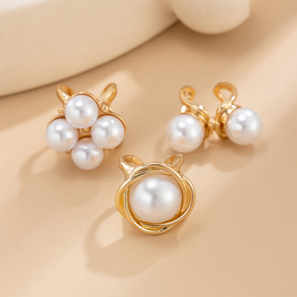 3pc Vintage Gold & Silver Pearl Ring Set