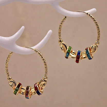 Rainbow Beaded Hoop Earrings