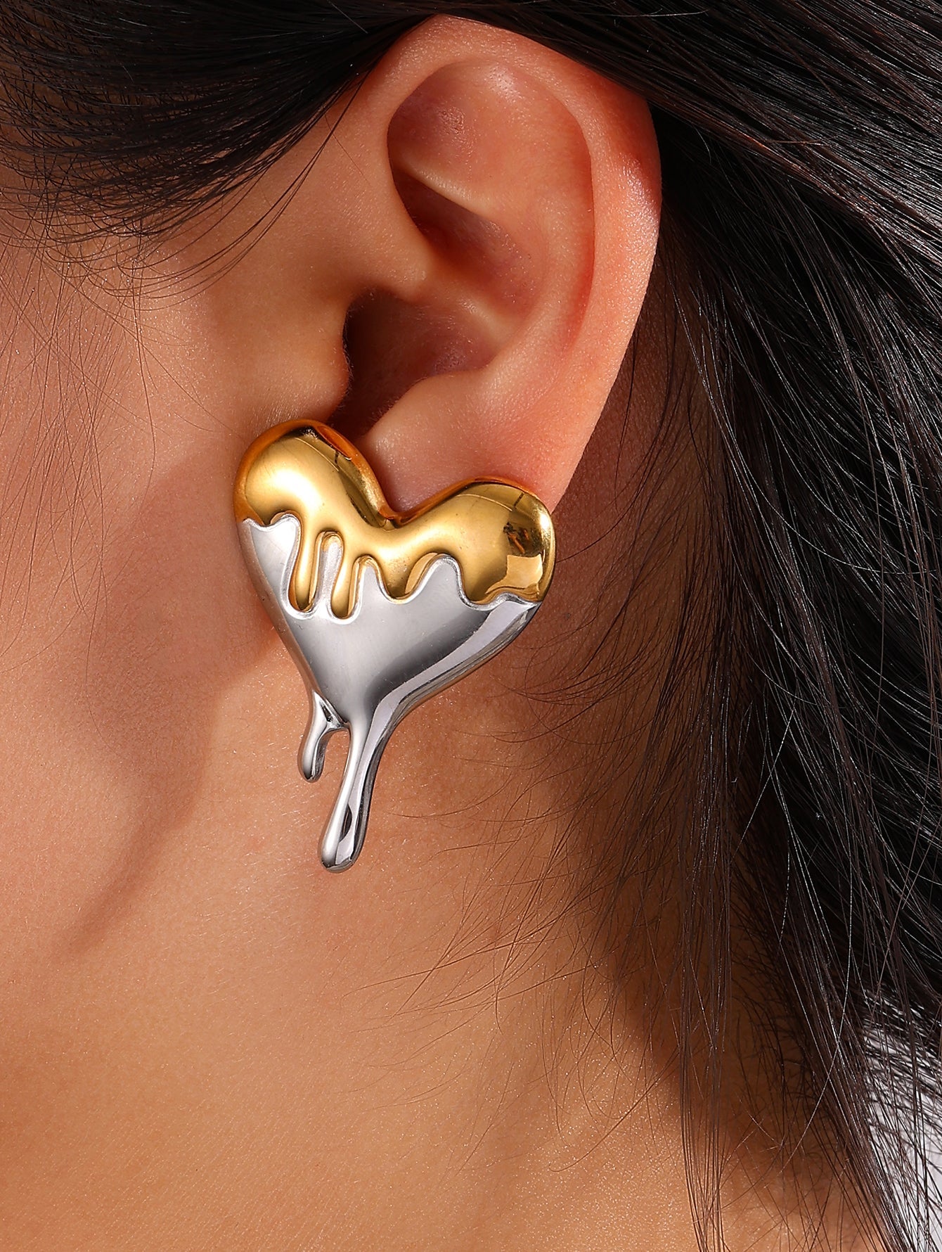 Melted Heart Statement Earrings