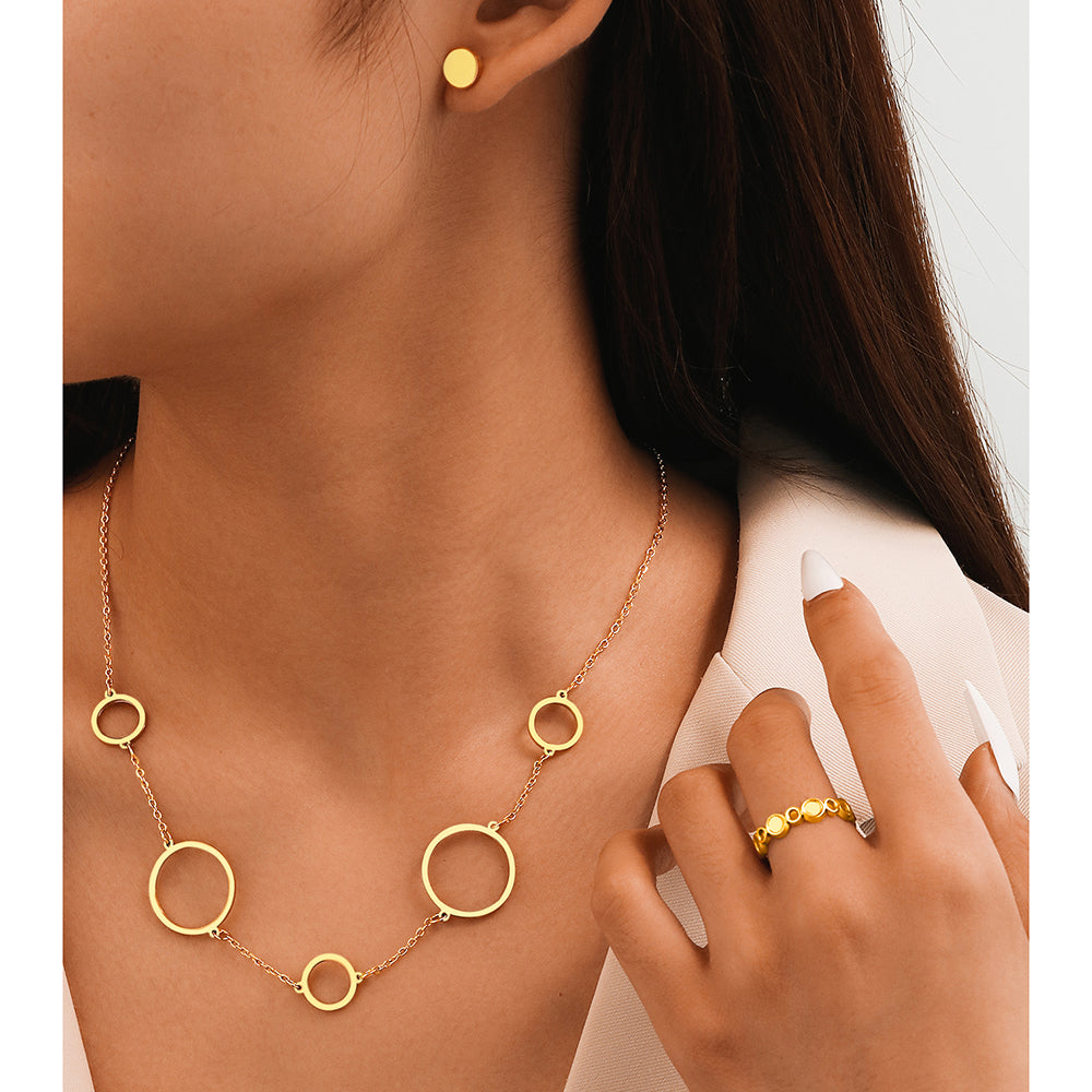 3pc Geometric Circle Jewelry Set