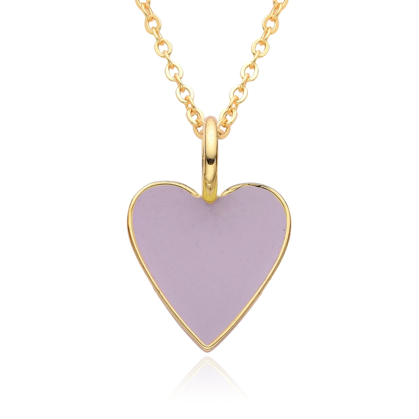 Gold Enamel Heart Pendant Necklace