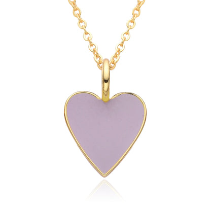 Gold Enamel Heart Pendant Necklace