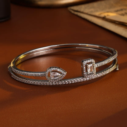 2pc Elegant Zircon Gold Bangle Set