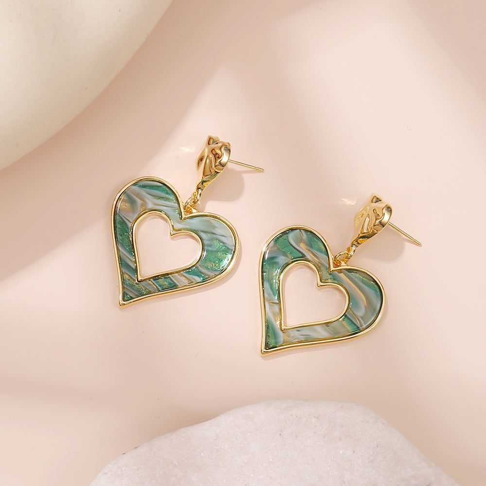 Marbled Heart Drop Earrings