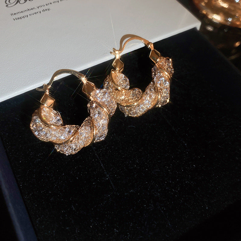 Twisted Mesh Gold Hoop Earrings
