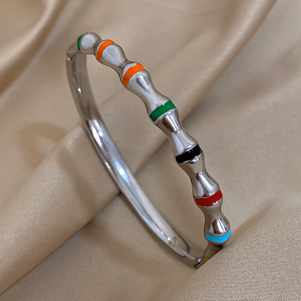 Rainbow Enamel Bamboo Bangle