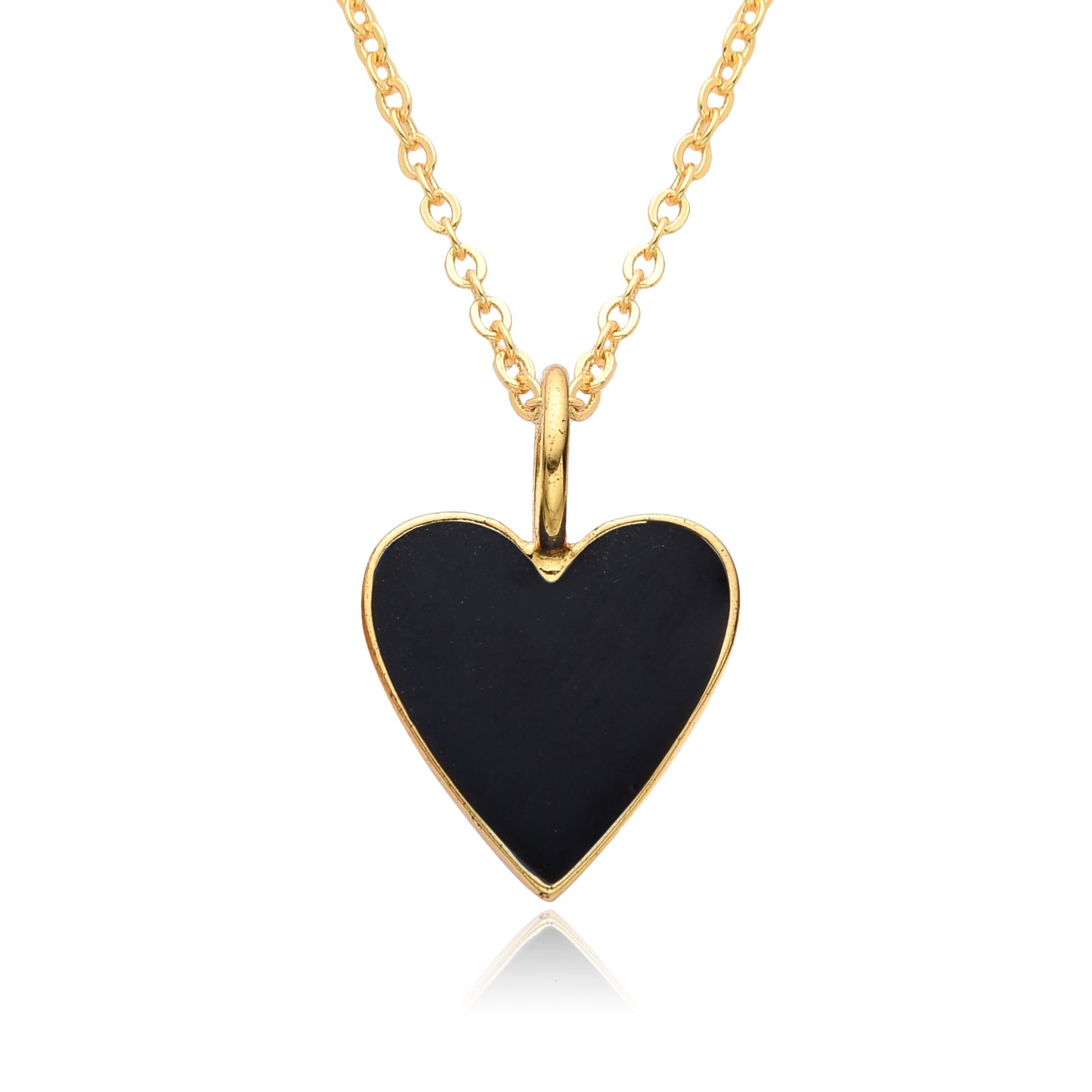 Gold Enamel Heart Pendant Necklace