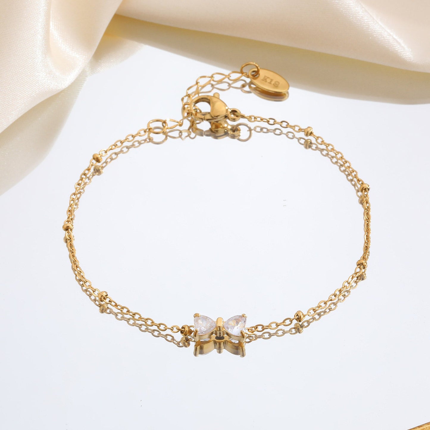 Bow Crystal Charm Bracelet