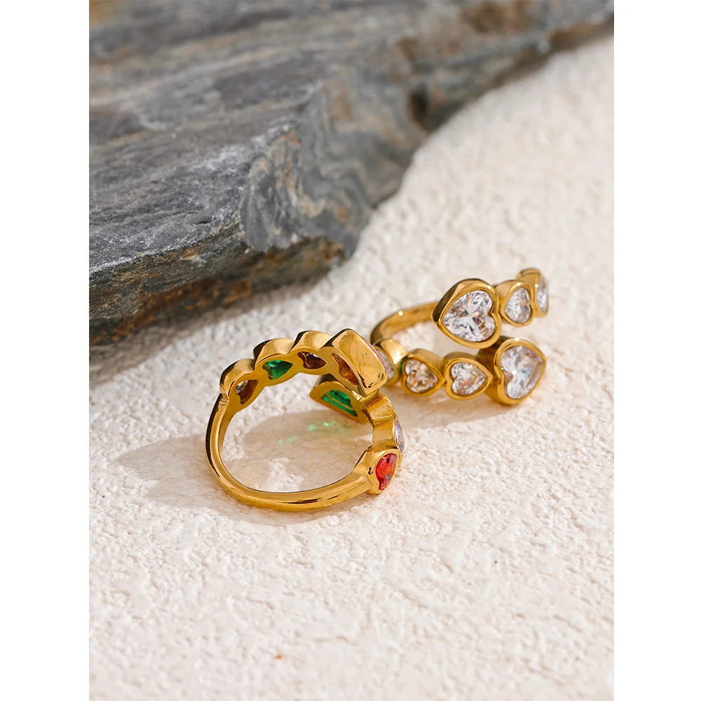 Gold Colorful Zircon Open Ring