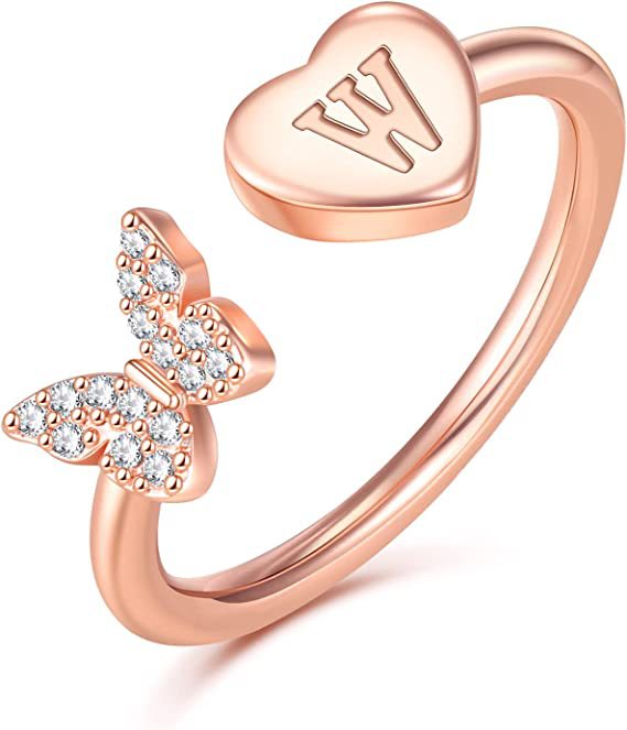 Butterfly Initial Zircon Ring