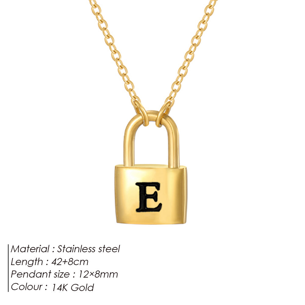 Initial Padlock Pendant Necklace