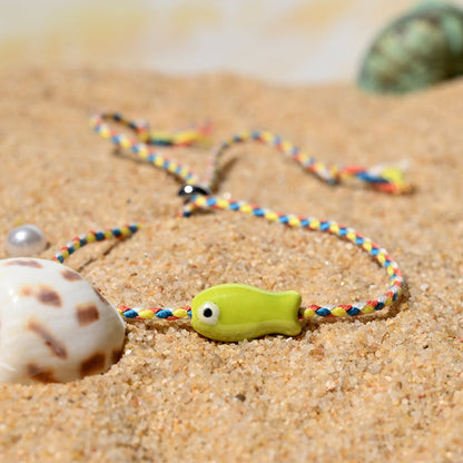 Boho Ceramic Fish String Bracelet