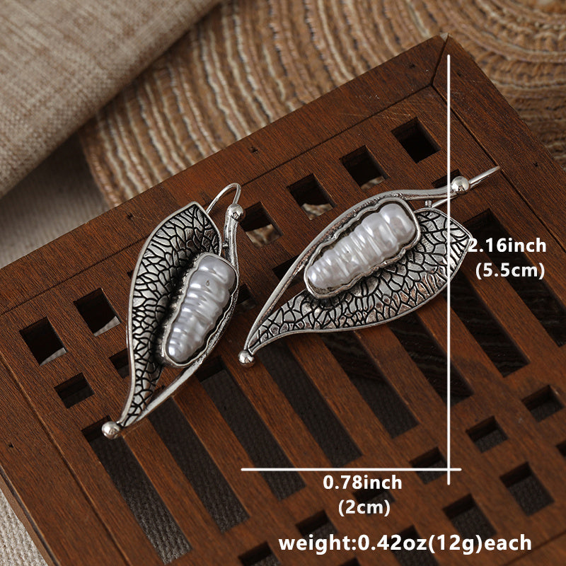 Vintage Pearl Leaf Earrings