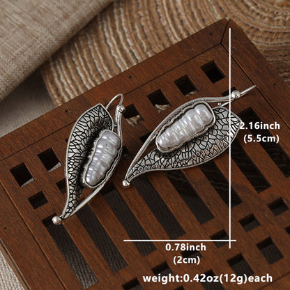 Vintage Pearl Leaf Earrings