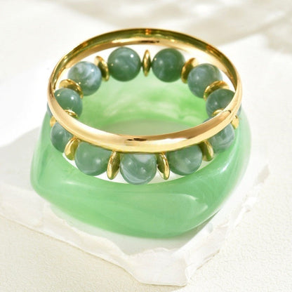 Wide Resin & Beaded Bracelet Set