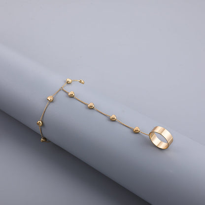 Heart Chain Ring Bracelet
