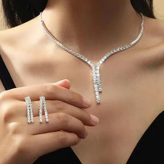 Zircon Necklace & Earrings Set