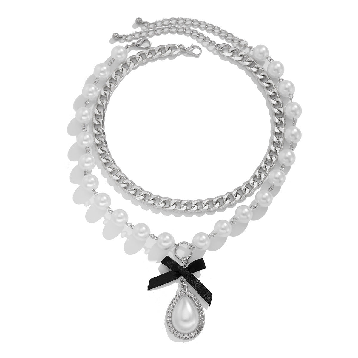 Pearl Water Drop Knot Choker Necklace