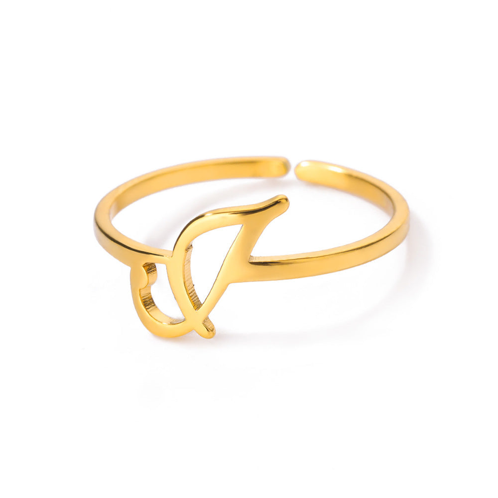 Gold Initial Letter Ring