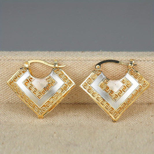 Greek Key Square Hoop Earrings