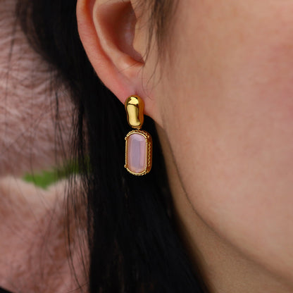 Matte Blush Gem Drop Earrings