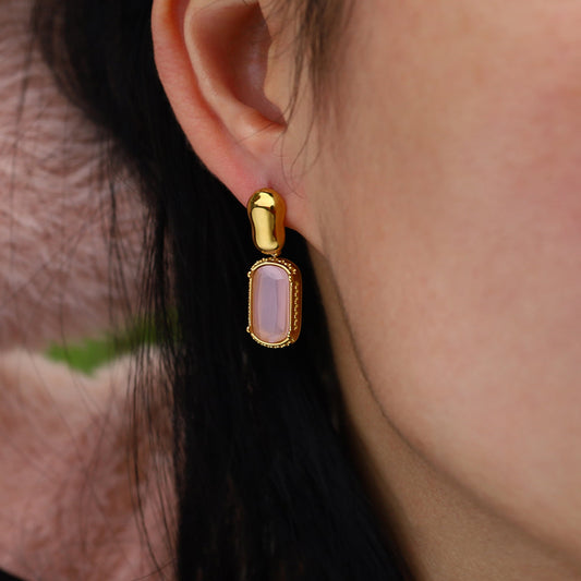Matte Blush Gem Drop Earrings