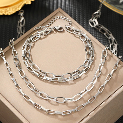 3pc Paperclip Chain Jewelry Set